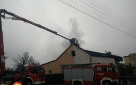 Kęty - pożar sadzy w kominie