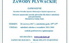 Zapraszamy na OTWARTE AMATORSKIE ZAWODY PŁYWACKIE