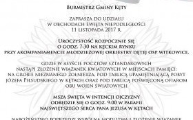 Zaproszenie na obchody Święta Niepodległości