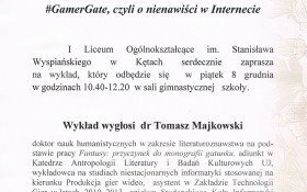 #GamerGate, czyli o nienawiści w Internecie - zaproszenie na wykład