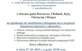 LGD zaprasza na spotkanie nt. możliwości ubiegania się o wsparcie finansowe