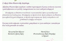Życzenia Burmistrza Gminy Kęty z okazji Dnia Pracownika Socjalnego
