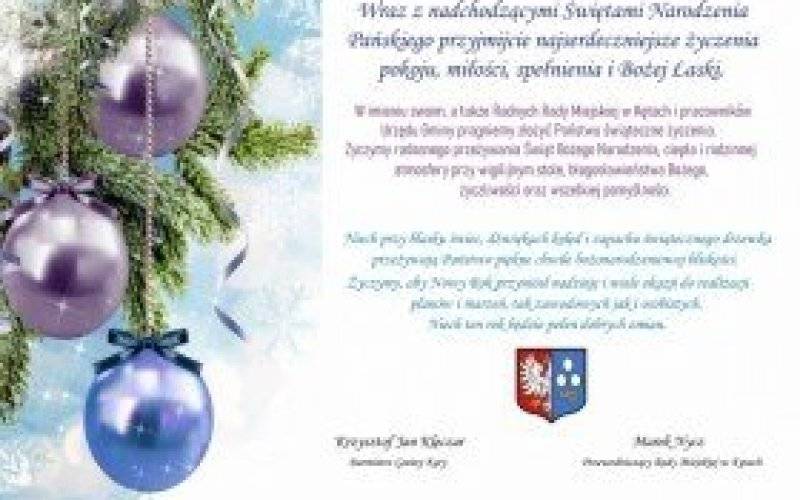 Życzenia Burmistrza Gminy Kęty i Przewodniczącego Rady Miejskiej w Kętach