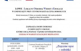 "Zręczne ręce" - Lokalny Ośrodek Wiedzy i Edukacji zaprasza na bezpłatne warsztaty szydełkowania