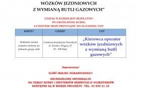"KIEROWCA OPERATOR WÓZKÓW JEZDNIOWYCH Z WYMIANĄ BUTLI GAZOWYCH" - CKD zaprasza na bezpłatny kurs