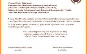 Życzenia z okazji Dnia Strażaka od Komendanta Gminnego ZOSP RP w Kętach