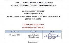 Bezpłatny wyjazd do OGRODÓW KAPIAS. Są jeszcze wolne miejsca!