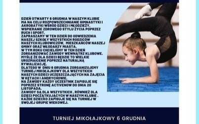 Stowarzyszenie Akrobatyki „Akro-Spas" zaprasza na Dzień Otwarty i Turniej Mikołajkowy