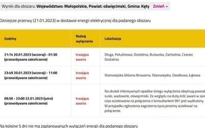 Awaria prądu może potrwać do godz. 23.00 w niedzielę!