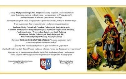 Życzenia z okazji Międzynarodowego Dnia Strażaka