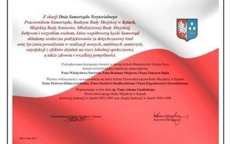 Życzenia z okazji Dnia Samorządu Terytorialnego