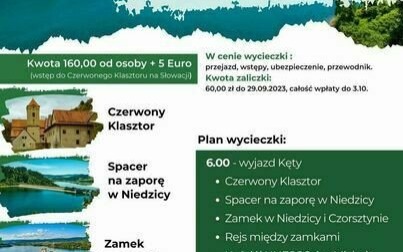 Wycieczka Niedzica – Czorsztyn  z Domem Kultury w Kętach 