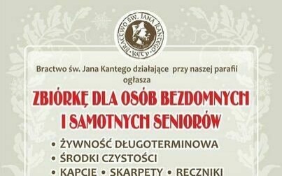 Zbiórka dla osób bezdomnych i samotnych seniorów