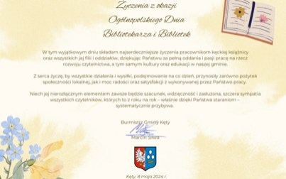Życzenia z okazji Ogólnopolskiego Dnia Bibliotekarza i Bibliotek