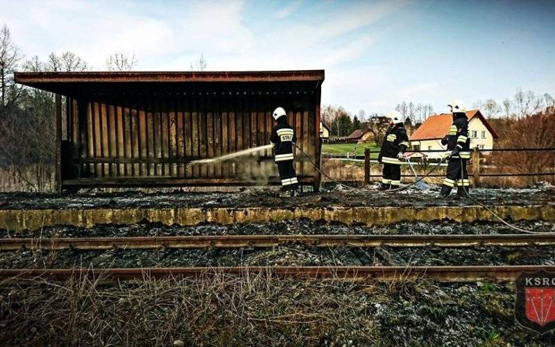 W wyniku pożaru nieużytków spłonęła wiata przystankowa. ZDJĘCIA!