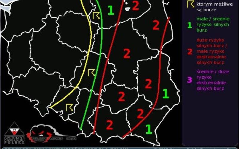 UWAGA ! Ostrzeżenie przed silnymi burzami.