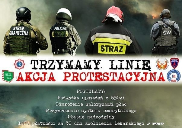 Akcja protestacyjna służb mundurowych. Funkcjonariusze walczą o godne wynagrodzenie