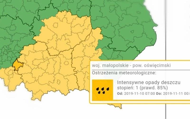 IMGW ostrzega przed intensywnymi opadami deszczu