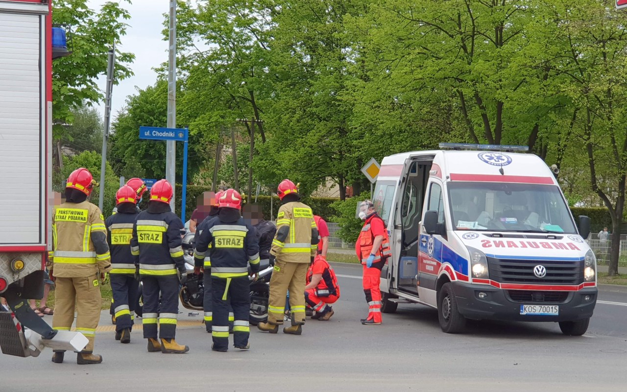 Wypadek z udziałem motocyklistki na DK44 w Oświęcimiu – ZDJĘCIA!