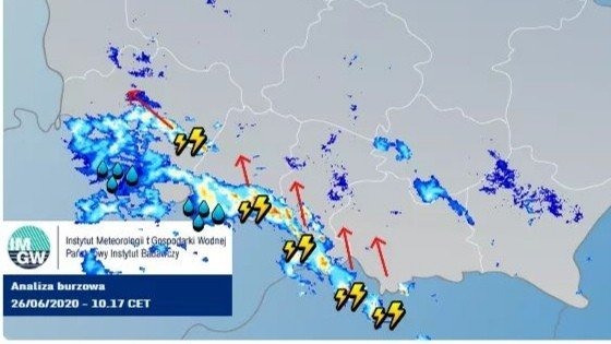 Ostrzeżenie przed burzami z intensywnym opadem deszczu i silnym wiatrem