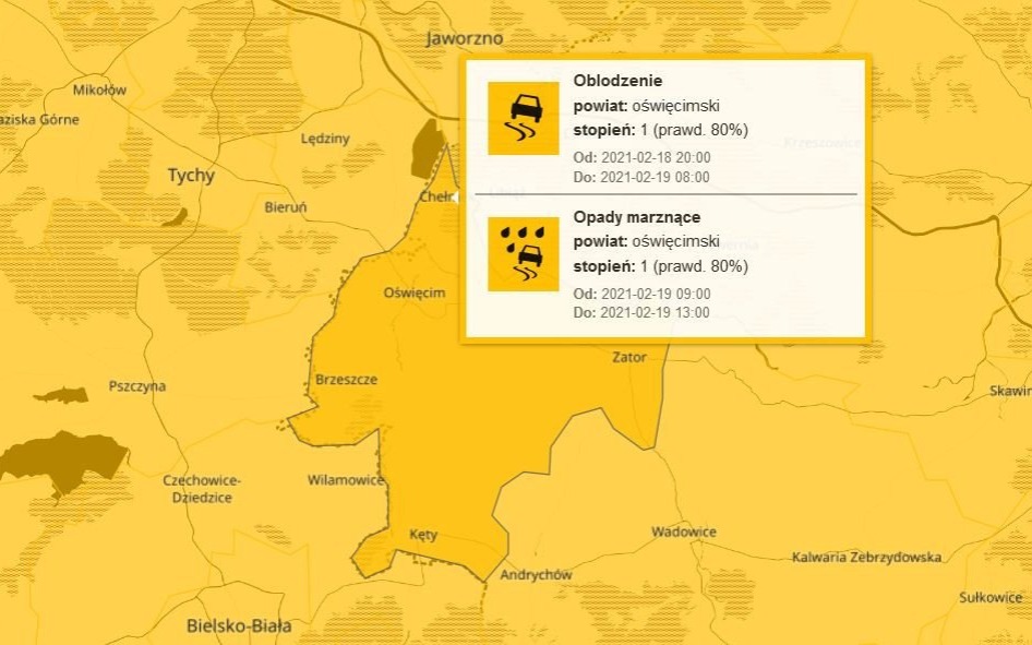 Ostrzeżenie meteorologiczne dla naszego regionu. Będzie bardzo ślisko