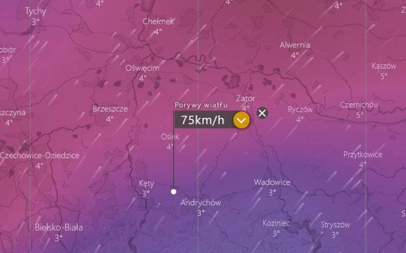 Wietrzny wieczór w naszym regionie