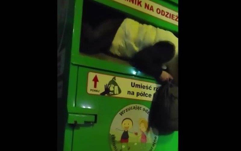 Poszukiwany odnaleziony w… kontenerze na odzież – FILM!