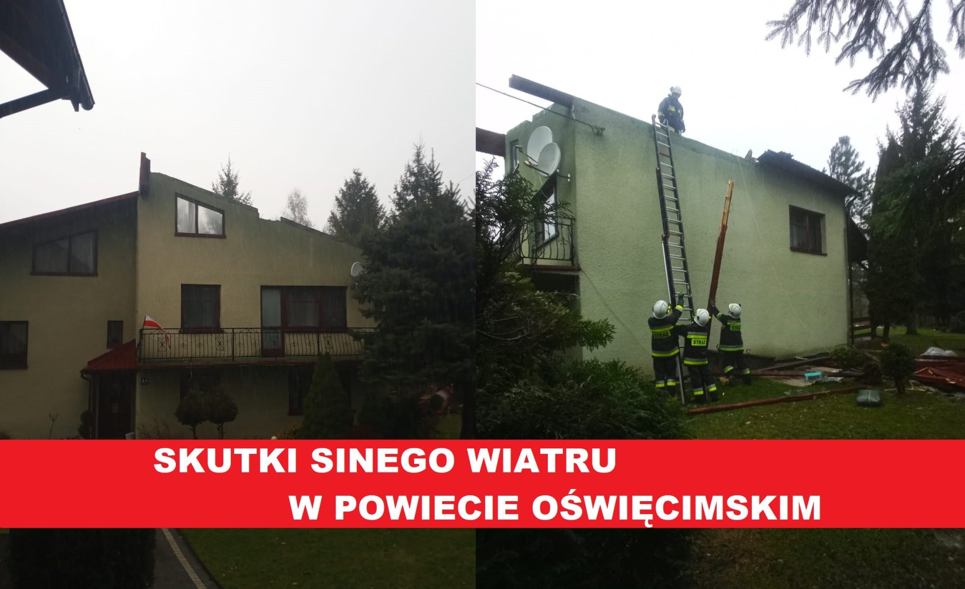 Zerwane dachy, powalone drzewa na jezdnie. Przez powiat oświęcimski przeszła linia szkwału – ZDJĘCIA!