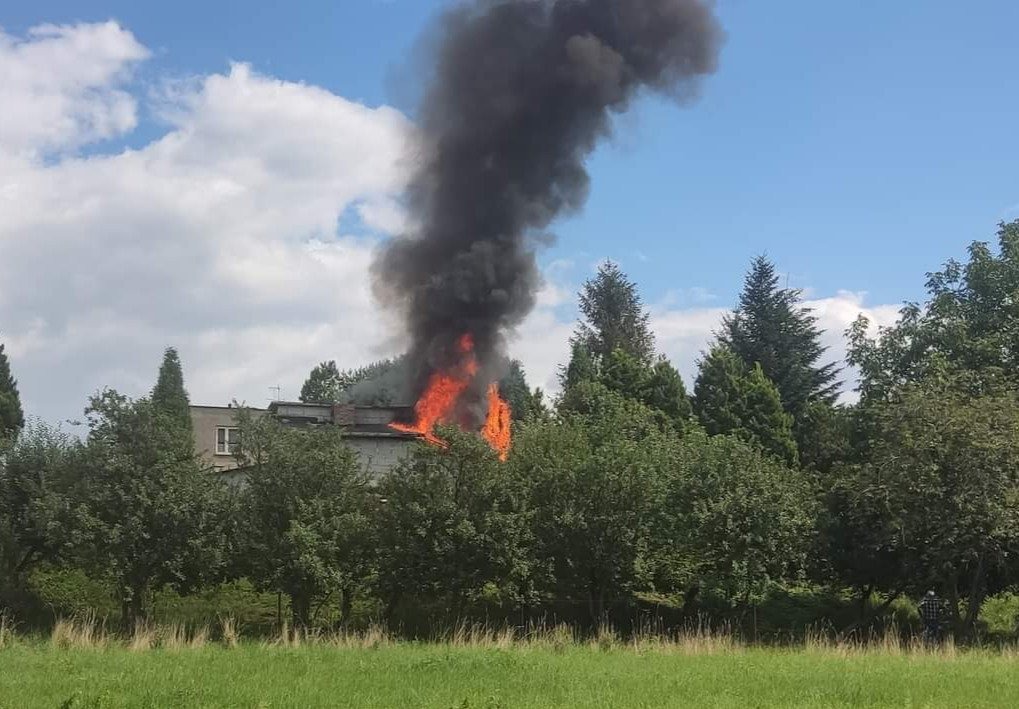 Pożar budynku w Oświęcimiu