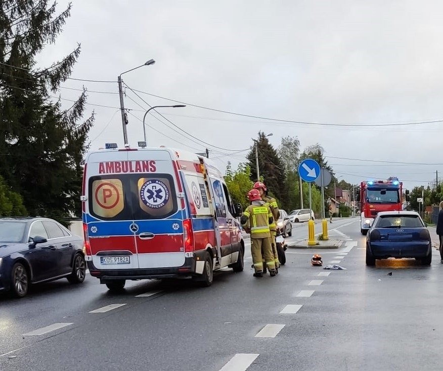 Wypadek drogowy z udziałem motocyklisty
