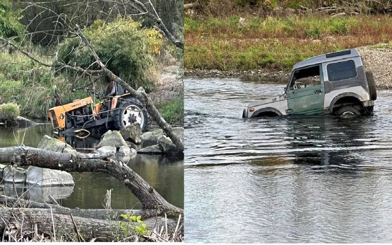 Terenówka i ciągnik rolniczy utknęły w rzece Sole. Kierowca suzuki z mandatem karnym – FOTO!