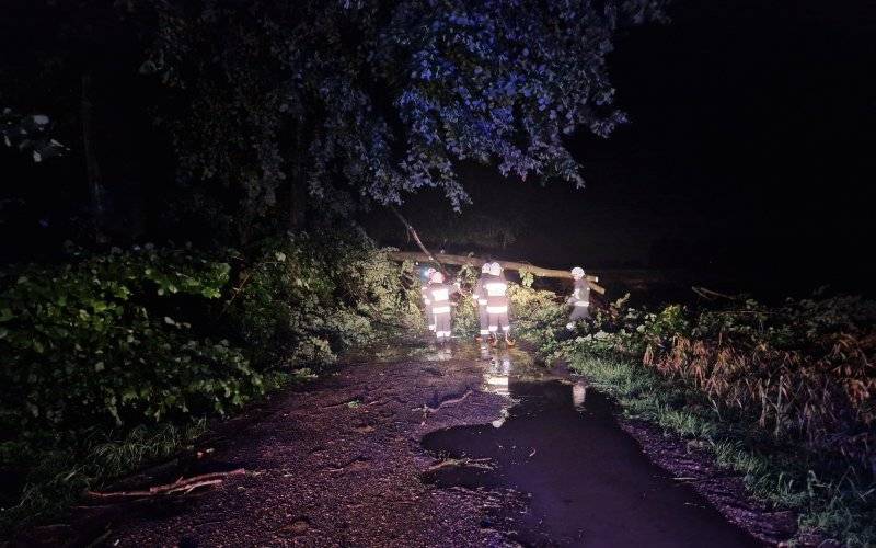 Niespokojna noc w powiecie. Wiatr łamał drzewa i zrywał poszycia dachowe – FILM, FOTO!
