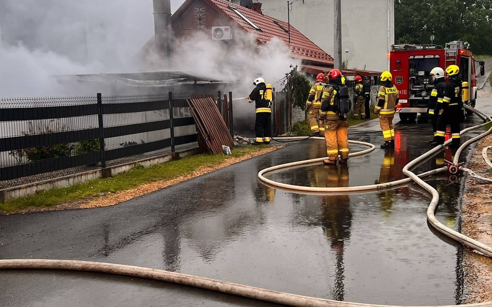 Pożar kotłowni i wiaty w Bobrku