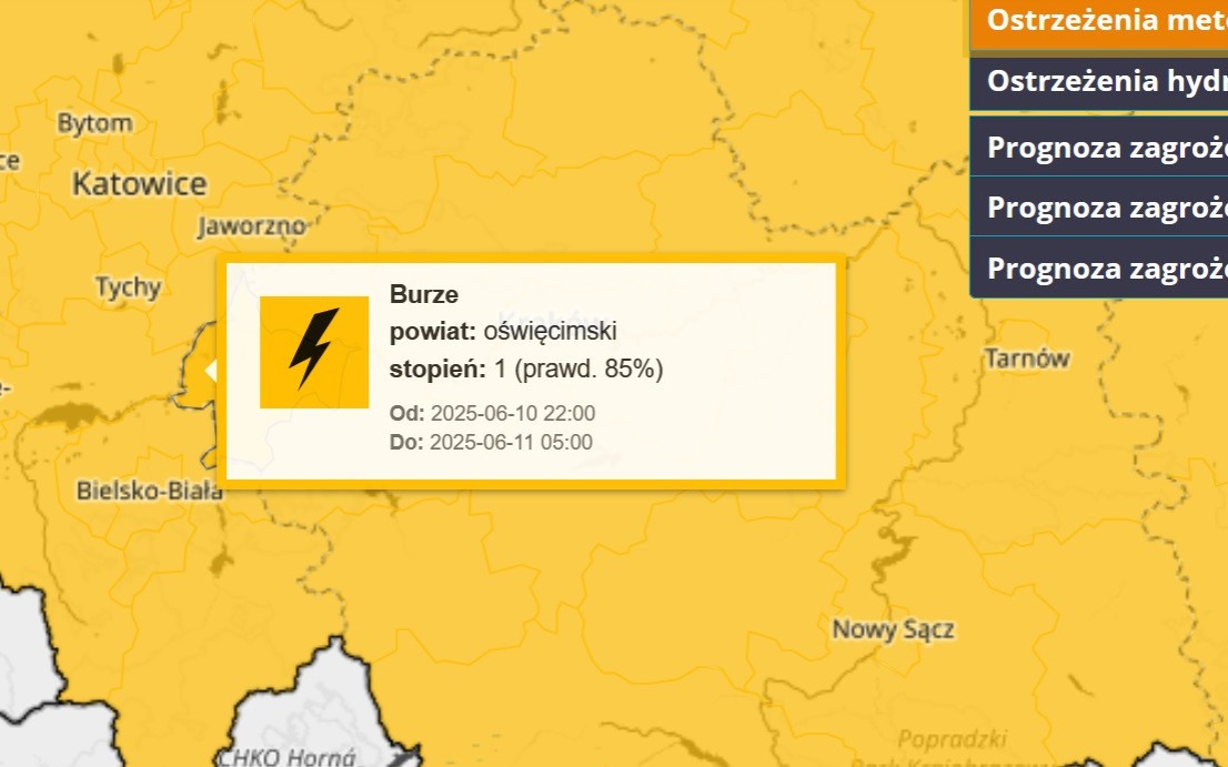 Ostrzeżenie meteorologiczne – powiat oświęcimski