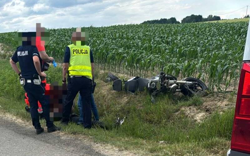 Polanka Wielka: Motocyklista stracił panowanie nad pojazdem – trafił do szpitala