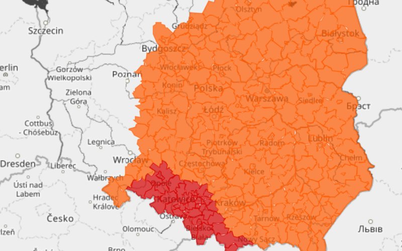 OSTRZEŻENIE METEOROLOGICZNE DLA POWIATU OŚWIĘCIMSKIEGO – STOPIEŃ 3 ⚠️⚠️⚠️