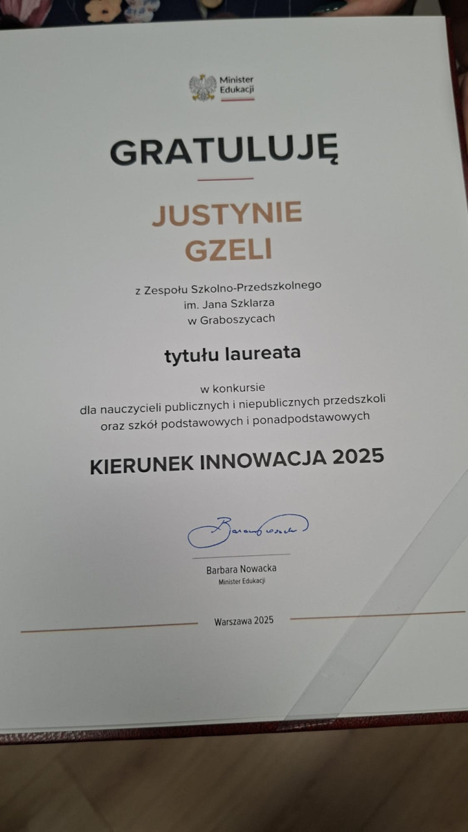 Nagroda MEN dla nauczycielki ZSP Graboszyce