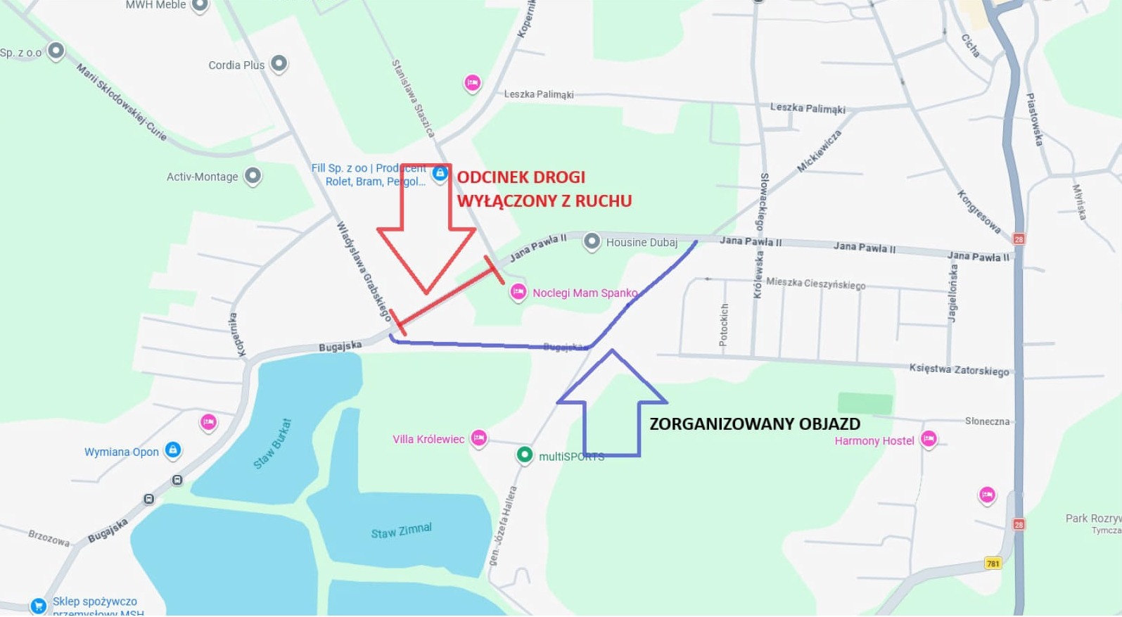 Trasa autobusu szkolnego od dnia 18 lutego 2026 roku