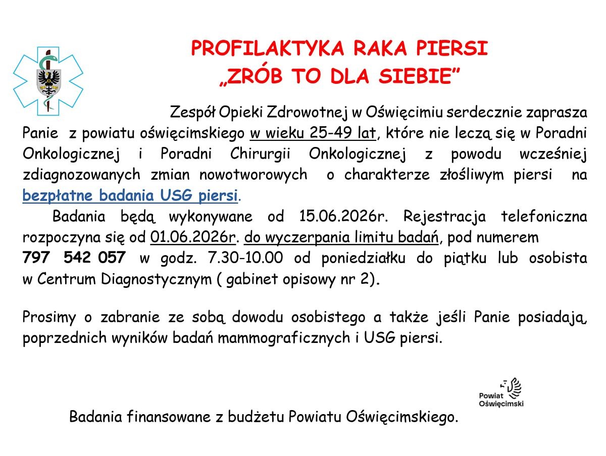 PROFILAKTYKA RAKA PIERSI „ZRÓB TO DLA SIEBIE”