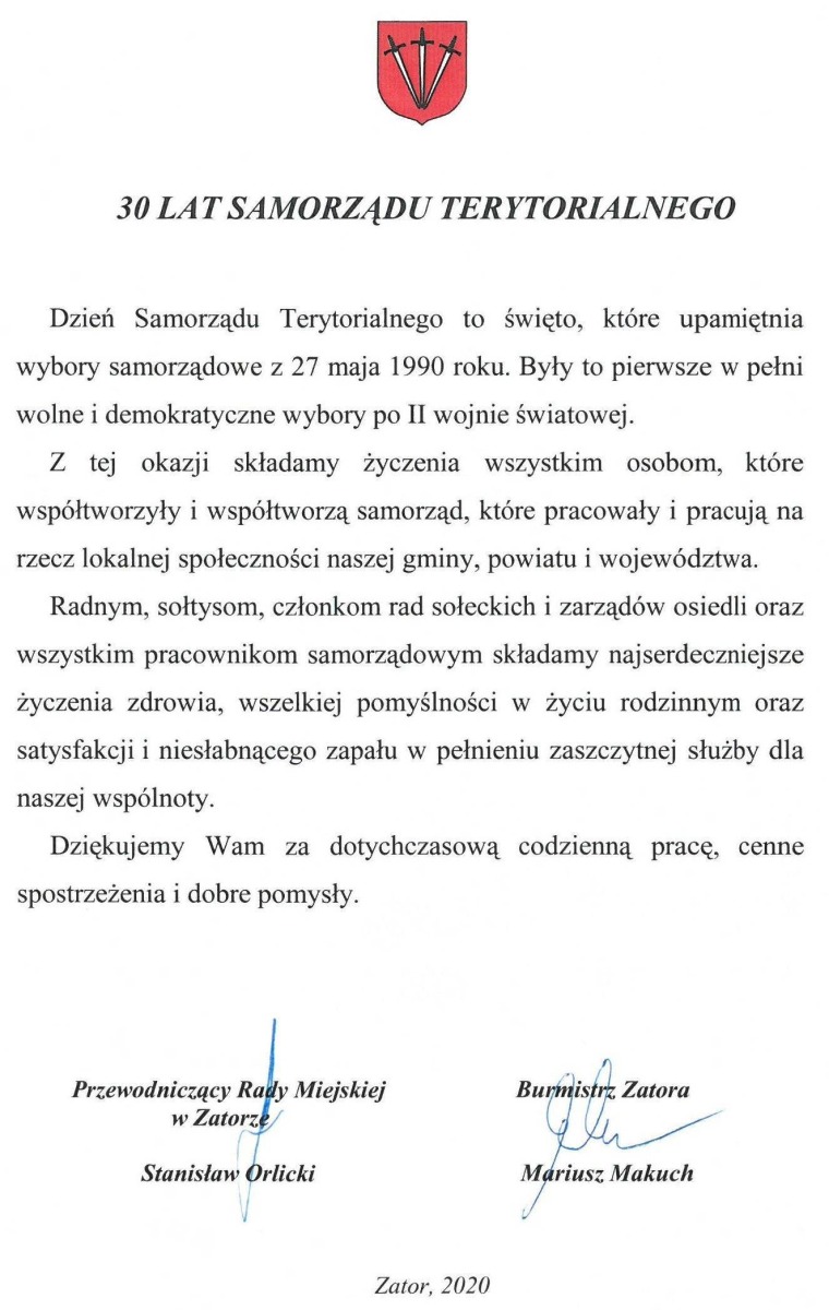 30 LAT SAMORZĄDU TERYTORIALNEGO