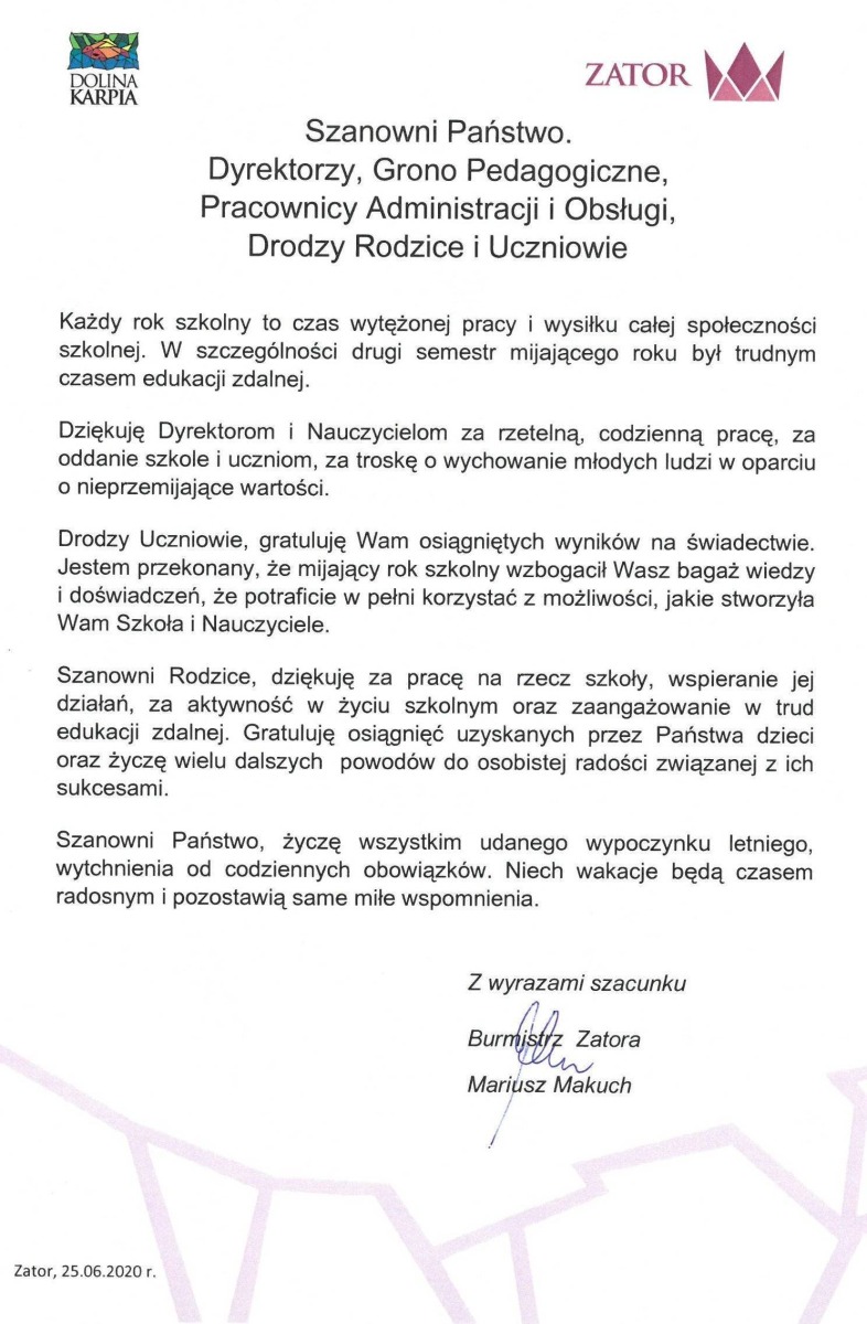 Zakończenie roku szkolnego 2019/2020