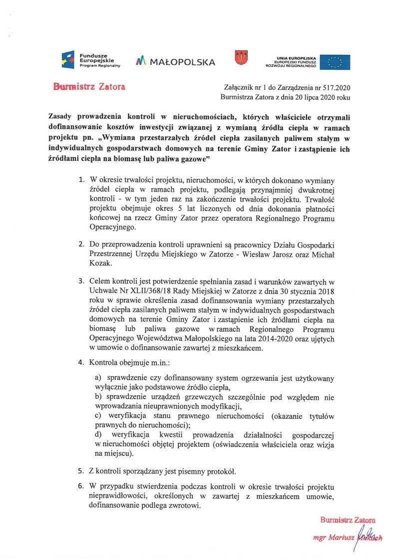 Zarządzenie Nr 51'7.2020Burmistrza Zatora