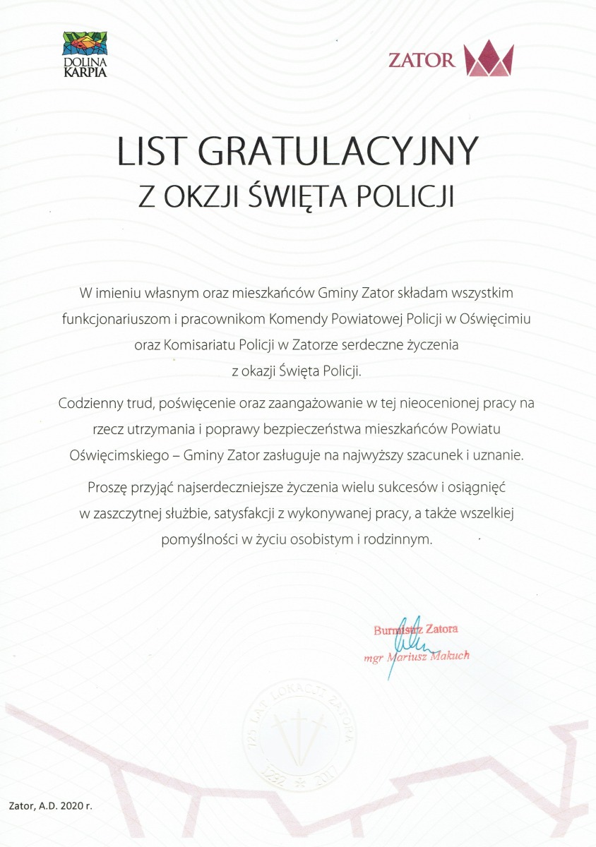 Życzenia z okazji święta Policji