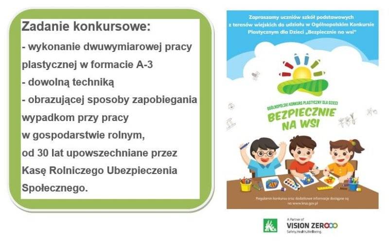 XI Ogólnopolski Konkurs Plastyczny dla Dzieci ,,Bezpiecznie na wsi mamy - od 30 lat z KRUS wypadkom zapobiegamy”
