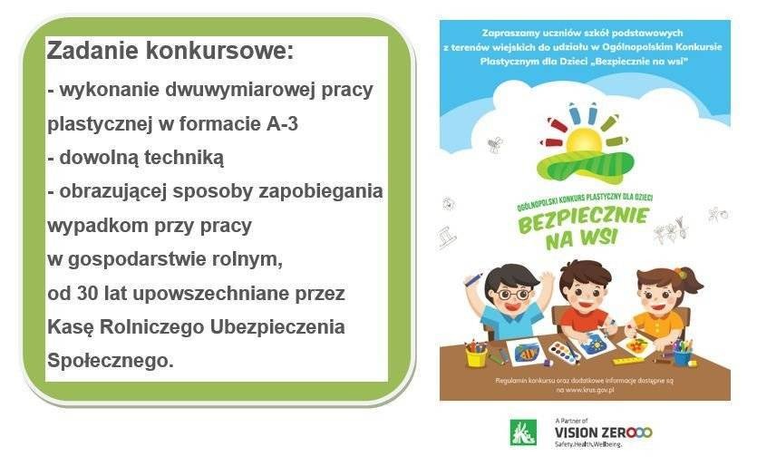XI Ogólnopolski Konkurs Plastyczny dla Dzieci ,,Bezpiecznie na wsi mamy - od 30 lat z KRUS wypadkom zapobiegamy”