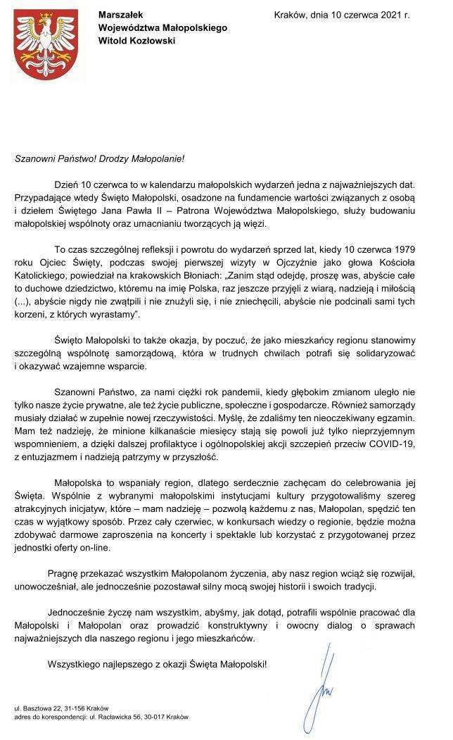 Święto Małopolski 2021