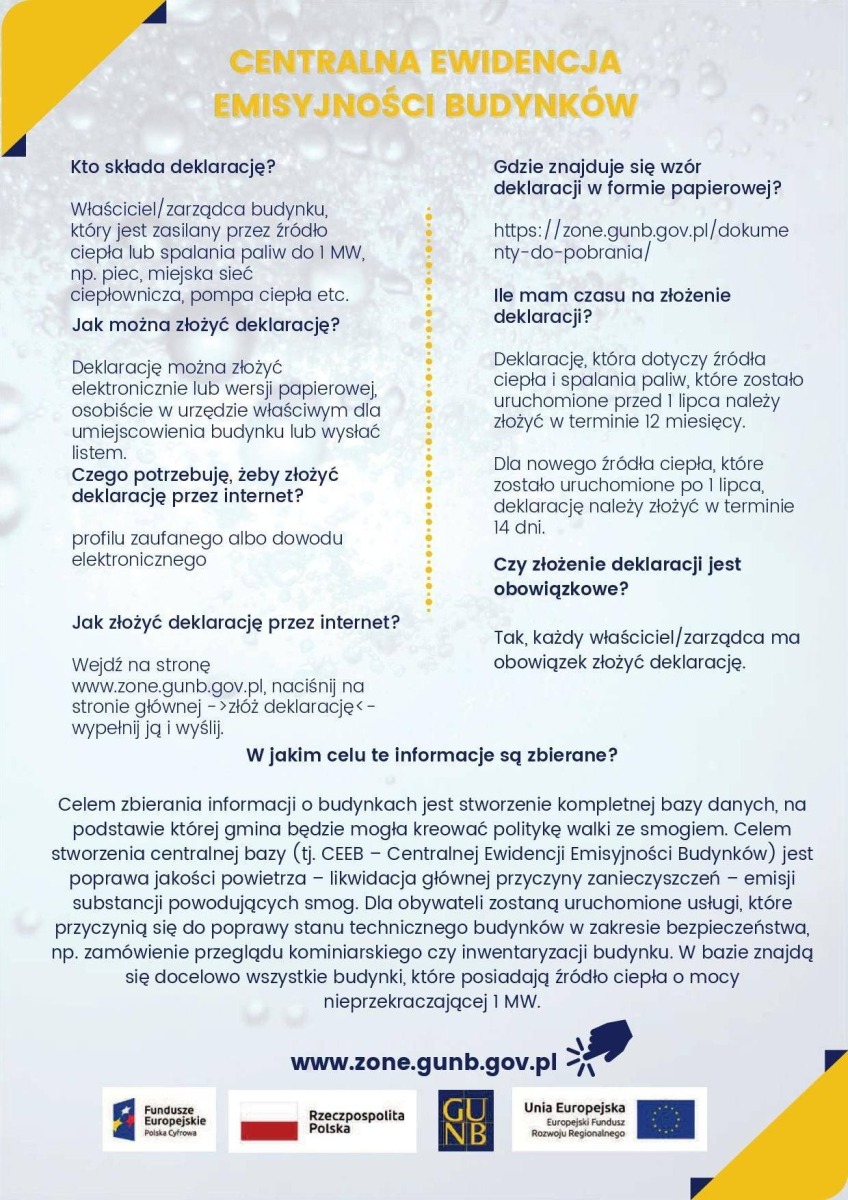 Składanie deklaracji do Centralnej Ewidencji Emisyjności Budynków od 1 lipca 2021 roku