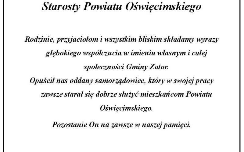 Z głębokim żalem i głęboko zasmuceni przyjęliśmy wiadomość o śmierci Ś.P. Marcina Niedzieli