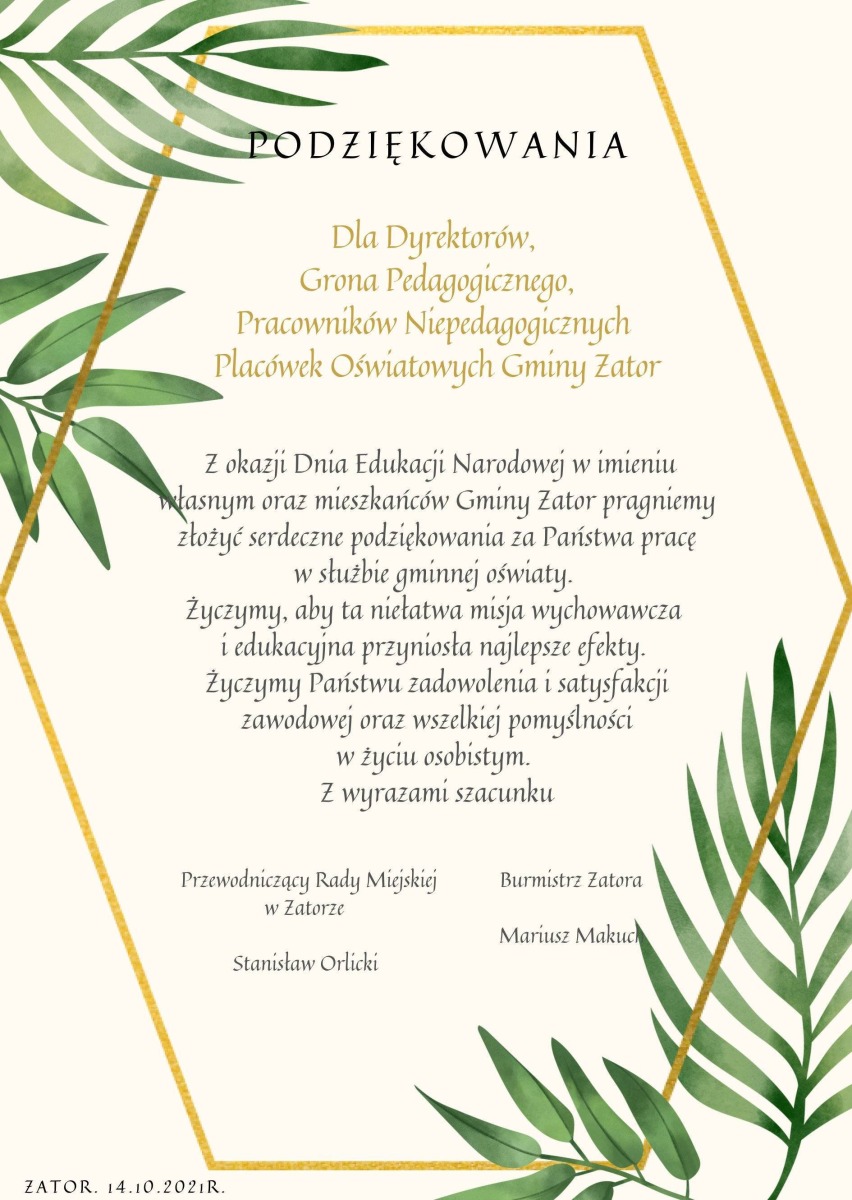 Życzenia z okazji Dnia Edukacji Narodowej