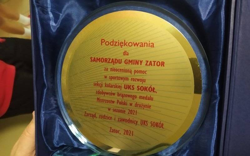 Podziękowania UKS Sokół Zator dla Samorządu Gminy Zator